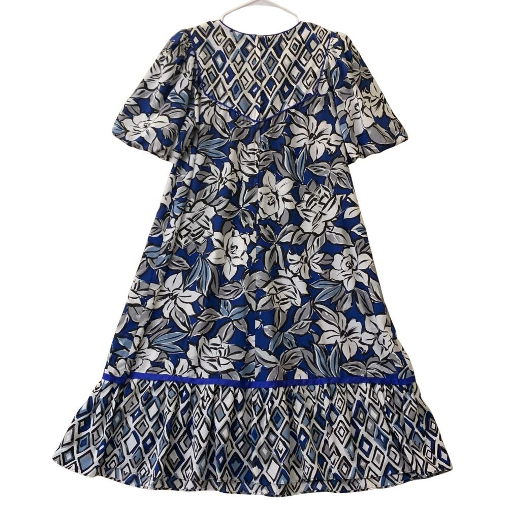 Vintage Liberty House Hawaiian Muu Muu Dress Naturally Petite Blue Floral - Picture 11 of 12